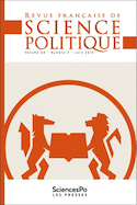 Revue française de science politique, v. 70, no 03-04, juin-août 2020